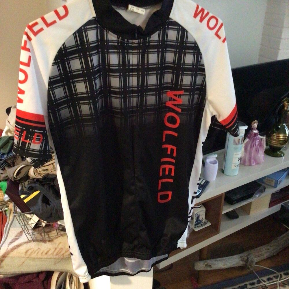 Wolfield Cycling Jersey Men's Large 3/4 Zip Black White Red